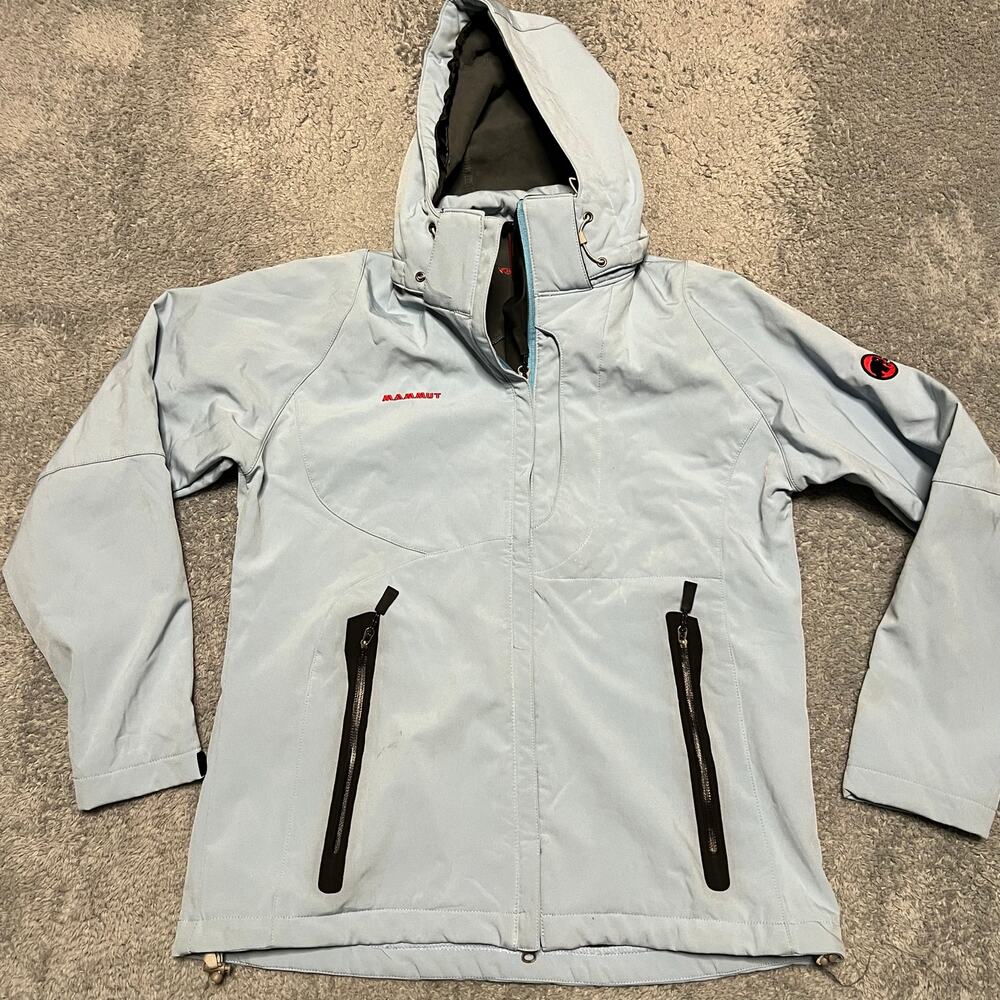 Mammut Coat Womens XL Jacket Blue Ski Hooded Full Zip Outdoor *stain